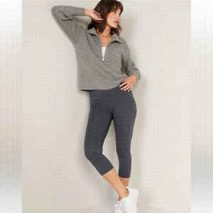 ARITZIA TNAction mid waist cropped leggings charcoal grey Sz L